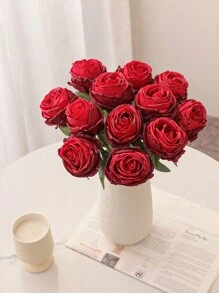 1/3/4/6/7件裝人造火焰玫瑰花，人造花，婚禮季節裝飾，桌面裝飾，中心裝飾品，母親節裝飾，塑膠花，燭光晚餐裝飾，豐收節，感恩節，聖誕學校 - 紅色 - 查看 6