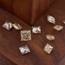 Piedra de moissanita suelta con corte princesa de color champagne D y VVS1, con certificado GRA, 100% moissanita - Dorado champagne - Ver 4