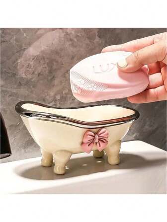 Butterfly Soap Box Bathtub Soap Tray - Cute Creative Soap Tray Holder, Countertop Drain Soap Box Bathroom Accessory, Space Saving Design, Suitable For Organized Bathroom Countertops Home Bathroom Decor Fall Decor Back To School