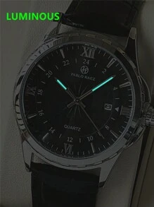 Pablo Raez 1 件男士手表 男士商务腕表 SUS304 不锈钢 银色 IPS 表壳 奢华黑色 柔软舒适超细纤维皮革 时尚大表盘 带日期 50 米防水 全新男士石英腕表 运动休闲时钟 送给朋友或家人的精美礼物 适合日常生活/工作/派对装饰 正装手表