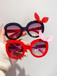 2 Packs - Kids Oversized Oval Frame Fashion Glasses, Decorated With Bow Design In Rich Colors, Suitable For Boys & Girls Party, Holiday, Travel, Everyday Use, Photography Props - Multicolor - View 2