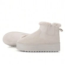 Nexsus Plus Ladies Women Faux Suede And Fur Lined Warm And Cosy Ankle Boots Platform Chunky Sole Winter Shoes Size UK 3-9 - Mocha - View 4