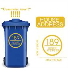 1 件定制反光垃圾桶编号 - 个性化不干胶标签，带有房屋和街道名称，PET 材料，图形印刷