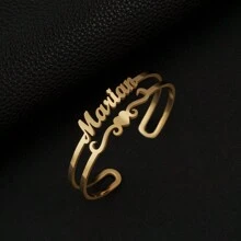 Fashionable Minimalist Luxurious High-End Simple Stylish Versatile Elegant Sexy Gold Crown, Heart-Shaped Customized Name Cut Bracelet, Suitable As Gift For Friends, Lovers, Family, Birthday, Anniversary, Festivals, Traveling Accessories