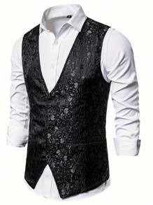 Men's Stage Performance Jacquard Vest, Suitable For Photography, Hosting, Singing, Dance, Emcee - Black - View 3