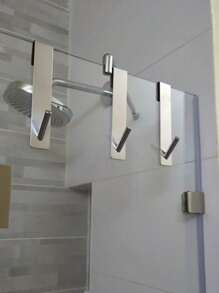 1pc Stainless Steel S-Shaped Shower Towel Bar, Suitable For Glass Door, Bathroom Bathrobe Hook
