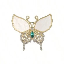 1pc Luxury Rhinestone Butterfly Brooch Jewelry Accessories Gift - Green - View 5