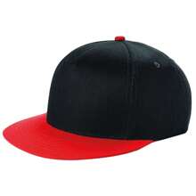 Beechfield Original 6 Panel Flat Peak Snapback Cap (Black/Black) - 100% Polyester - Black - View 2