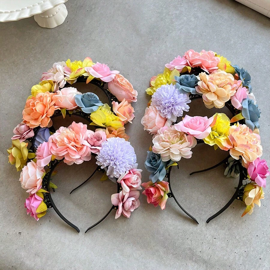 1 pieza Diadema de flores, aro de pelo con flores, accesorios para el cabello - Multicolor - Ver 1