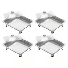 WUPYI 4PCS Buffet Dish Tray Food Plate Server Buffet Catering Warmer Dish Serving Tray - Silver - View 10