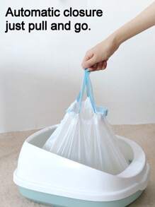 20pcs/Roll,White PE One-Time Drawstring Cat Litter Bags,Self - Cleaning Cat Litter Box Garbage Bags, Extra - Large Cat Litter Box Replacement Liners, Drawstring Garbage Bags Suitable For Robots Thick Plastic Bags For Cleaning, Compatible With Self- Cleaning Cat Litter Box Liners And Free Pet Shovel, Anti- Tear And Leak, For Reusable And Disposable Trays((64cm X 40cm)