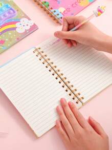 卡通学生线圈装订笔记本，80 页，独角兽图案，减压备忘录，返校礼物 - 黑色 - 查看 10