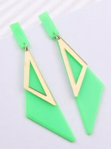 1 Cặp bông tai tam giác hình học hai lớp màu neon thời trang dành cho nữ - tam giác đôi huỳnh quang - Xem 6