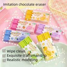 6pcs/2pcs Silky Chocolate Scented Erasers, High-Quality Stationery, Candy Fragrance, Clean No Crumbs - Multicolor - View 3
