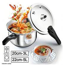 Kitchen Pressure Cooker 5L/3L Pressure Cooker Aluminium Kitchen Steamer Catering Home Fast Healthy Cooking - Silver - View 2