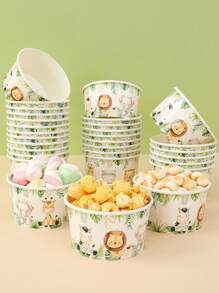 10/25/50Pcs Jungle Animal Wildlife Party Supplies Paper Bowls, Animal Theme Birthday Party Decor, Birthday Party Supplies, Babyshower Party Decor,Wedding Bridal Shower Decor,Kitchen Dining Table Decor,Home Decor,Disposable Tableware