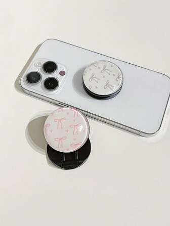 Rosettmönster Runt tredimensionellt mobiltelefonstativ med tryckknapp Runt integrerat hopfällbart stativ Teleskopiskt hopfällbart mobiltelefonstativ Kompatibelt med , Android-telefon, Födelsedagspresent, Familj, Vänner Tryckknappshållare för telefon, Telefonhållare, Telefontillbehör