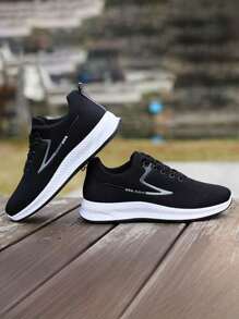 Zapatos de hombre, Tenis cómodos y transpirables para hombre, Zapatillas para correr ligeras, Zapatos con cordones antideslizantes y resistentes al desgaste, Adecuados para correr, caminar, Baloncesto, Béisbol, Tenis y otros deportes. - Negro - Ver 6