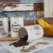 3pcs/Set Bamboo Rustic Farmhouse Food Storage Jar Canister With Lid - Perfect For Kitchen, Tea, Herbs, Sugar, Salt, Coffee, Flour, And More!