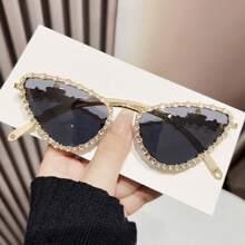 新款猫眼钻石时尚眼镜个性化全金属几何三角形手工星形钻石眼镜