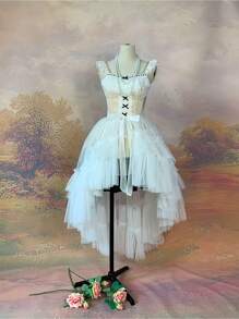 1pc Asymmetric Hem Asymmetrical Peplum Skirt, Short Front Long Back Tuxedo Style, Suitable For Wedding, Party, Performance, Cosplay, Photography, Dance, Halloween Costume Halloween Costumes Women Fall Clothes For Women