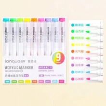 9/144pcs Morandi Acrylic Paint Pens Soft Brush Tip, Calligraphy Markers For Lettering, Card Making, Rocks Painting, Wood, Fabric, Canvas, Ceramic, Glass, DIY Art Crafting, School Supplies