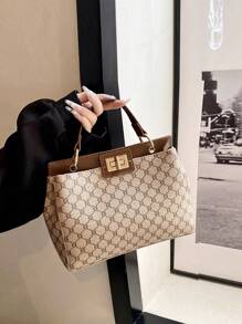 Dedoo 时尚复古欧式双面手提包，女士款，定制印花，耐刮材质，是节日和中年妈妈的理想礼物。大容量设计满足日常通勤和购物需求，可单肩背或斜挎，是一款优雅的职场包。 - 彩色 - 查看 4