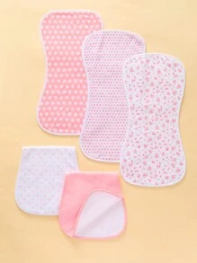 5pcs Baby Anti-Spit/Burp Bibs, Waterproof Soft Absorbent, Suitable For Baby Boys And Girls - Pink 3 - View 5