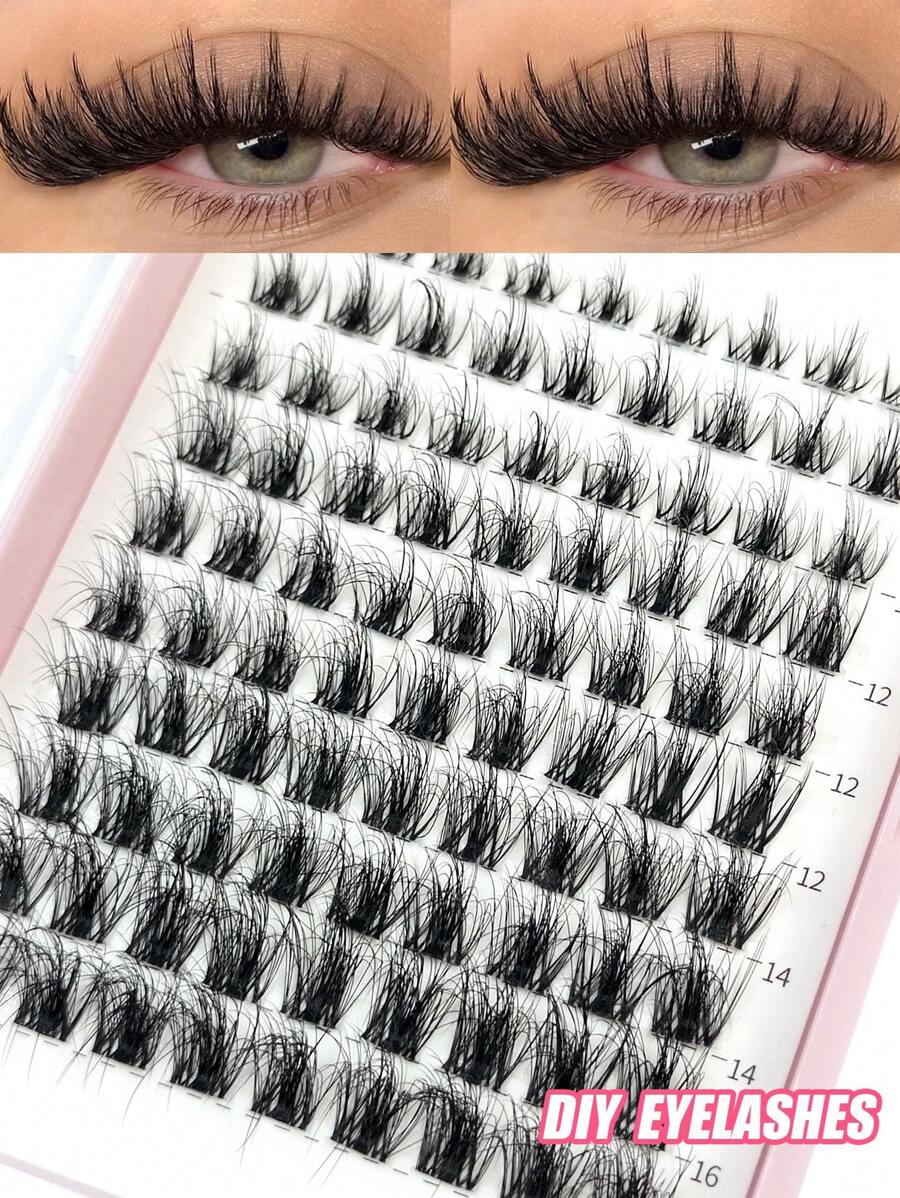 Asiteo DIY 簇状睫毛 90 簇浓密自然长分段睫毛束睫毛延长化妆延长睫毛睫毛簇，睫毛簇，单根睫毛，睫毛，假睫毛 - 黑色 - 查看 1