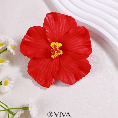 1个女士芙蓉花装饰时尚鳄鱼夹发夹，可用于头发装饰、爪夹、发卡、发饰、发夹、学校用品、发饰、头部饰品、发夹、夏季、假日、旅行