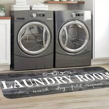 LAUNDRY ROOM Wood Grain Design Pattern Laundry Room Rug, Soft Carpet, Runner Rug, For Bedroom, Machine Washable Rug For Kitchen, Hallway, Bathroom Sink, Laundry Room, 0.47 Inch Thick High-Quality Flannel Material Floor Mat - View 6