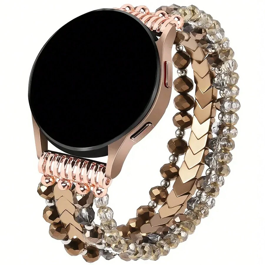 1件手工串珠手鍊錶帶，相容 Galaxy Watch9/8/7/6/5/4，相容 Galaxy Watch7ultra1 47mm，男女款，20mm 手工時尚彈性串珠手鍊錶帶，相容 Watch9ultra2 47mm、Watch9 40mm、Watch9 44mm