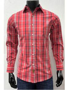 Camisa Manga Larga Slim Para Hombre Roja Suave y de Algodon - Rojo - Ver 1