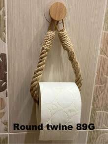 Rope Creative Paper Roll Holder, Suction Cup, Toilet Toilet Paper Storage Rack, Toilet Paper Rack, Hygiene No-Drill Solid Wood Hook. - Multicolor - View 10