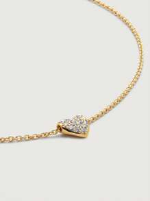 Valentionstag Schmuck elegant und schick 925er Silber Zirkonia Pavé Kette mit kleinem Herzanhänger für Frauen