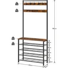 HOOBRO Coat Stand Coat Rack With S Storage  Standing Hall Tree With 9 Hooks S And Coat Rack For Hallway Entryway Metal Frame Sturdy Industrial Rustic Brown And Black EBF80MT01G2 - RusticBrown+Black1 - View 7