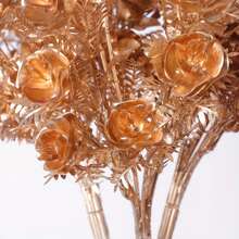 1 件金色人造玫瑰花，DIY 中心装饰桌面装饰