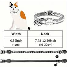 2 piezas Collares reflectantes para gatos con campana - Collares de nailon ajustables para mascotas para visibilidad nocturna - Multicolor - Ver 2