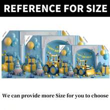 1PC Blue And Yellow Excavator Toy Balloon Gift Box Room Decoration Background Birthday Cake Table Supplies Decoration Back Cloth Banner Perfectly Decorated Birthday Party Room Wall Back Cloth Studio Props Unwashed 82.7*59.1/59.1*39.4/39.4*29.5 Inches