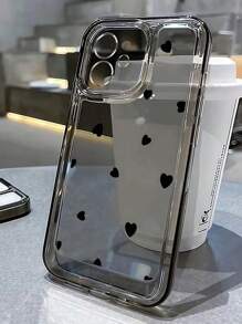 1pc Zwart Hartpatroon Transparant Beschermhoesje, Schokbestendig Volledige Cover Compatibel met iPhone 11 12 13 14 15 16 Pro Max