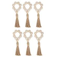 Bohemian Hand-Woven Napkin Rings With Fringe And Wooden Beads, Adjustable For Rustic Farmhouse Table Settings - wood - View 10