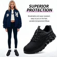 Damen Arbeitsschuhe, Unisex Schnür-Sicherheitsschuhe, Damen Laufschuhe - Verstärkte Sohlen, Stahl-Zehenkappen für Komfort und Schutz, explosionssicher, durchstoßfest, geeignet für Büro, Baustelle, atmungsaktiv und leicht für den Sommer, Industrie- und Lässig-Stil