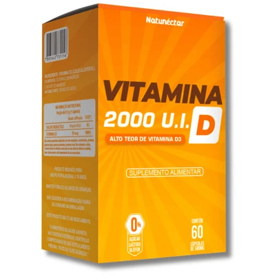 Vitamina D 2.000UI 60 cápsulas Natunéctar Vitamina do Sol