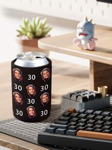 1Pc Custom Can Cooler Sleeve, Custom Can Koozie, Custom Koozie With Face And Number, Personalized Koozie, Koozies For Cans, Koozie, Drink Koozie, Black/White/Pink/Blue Color, Gift For Bachelor Party, Birthday Party, Christmas Gifts, Ideal For Valentine's Day, Mother's Day, Father's Day, Birthdays, Unique Gift For Couples, Family, Friends, Gift For Him, Gift For Her Water Bottle, Multi-Functional, Adjustable, Anti-Mold, Ornamental, Reusable, Exquisite, Adorable, High-Quality, Unique, Ideal Gifts For Him, - Black - View 4