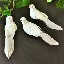 6PCS Simulation Feather White Pigeon, Simulation Pigeon Clip Decoration, Used For Gardening Decoration, Christmas Tree Decoration, Weddings, Flower Garlands, And Craft Props