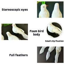 6PCS Simulation Feather White Pigeon, Simulation Pigeon Clip Decoration, Used For Gardening Decoration, Christmas Tree Decoration, Weddings, Flower Garlands, And Craft Props