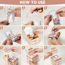 1 套生日主题现金盒，配有“生日快乐”卡片和 35 个透明袋子，生日庆祝、感恩节的惊喜现金盒，带有卷钞的现金礼品盒，向家人和朋友表达您的爱与关怀 - 珊瑚粉 - 查看 5