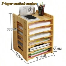 File Rack, Office File Tray Letter Rack Desk Storage Rack Paper A4 File Rack - Wood Color - View 4