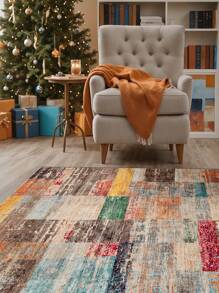 DAJIANG 1 pieza Alfombra grande de área, lavable, alfombra moderna de múltiples estampados abstractos, plegable, fácil de cuidar, adecuada para sala de estar, pasillo, mesita de noche, sala de estar, dormitorio, decoración del hogar, decoración gruesa para entrada, baño, decoración de cocina