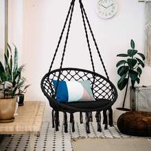 Homasis Hammock Swing Chair With Cushion Hanging Hardware Kit Indoor Outdoor - Black - View 1